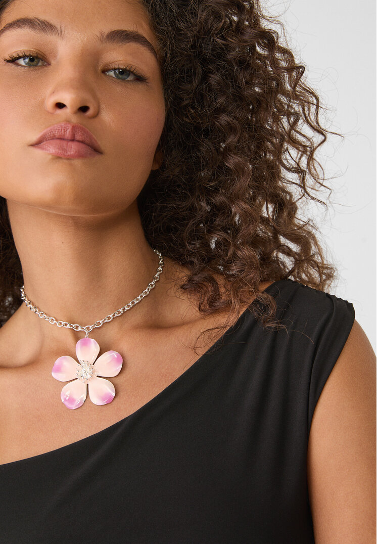collar cadena flor enamel