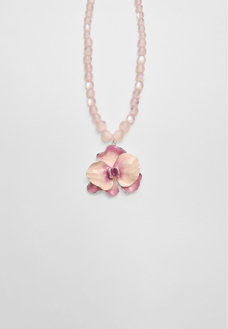 collar bolas flor esmalte