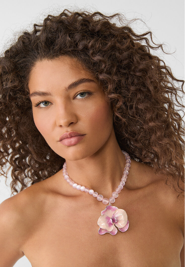 collar bolas flor esmalte