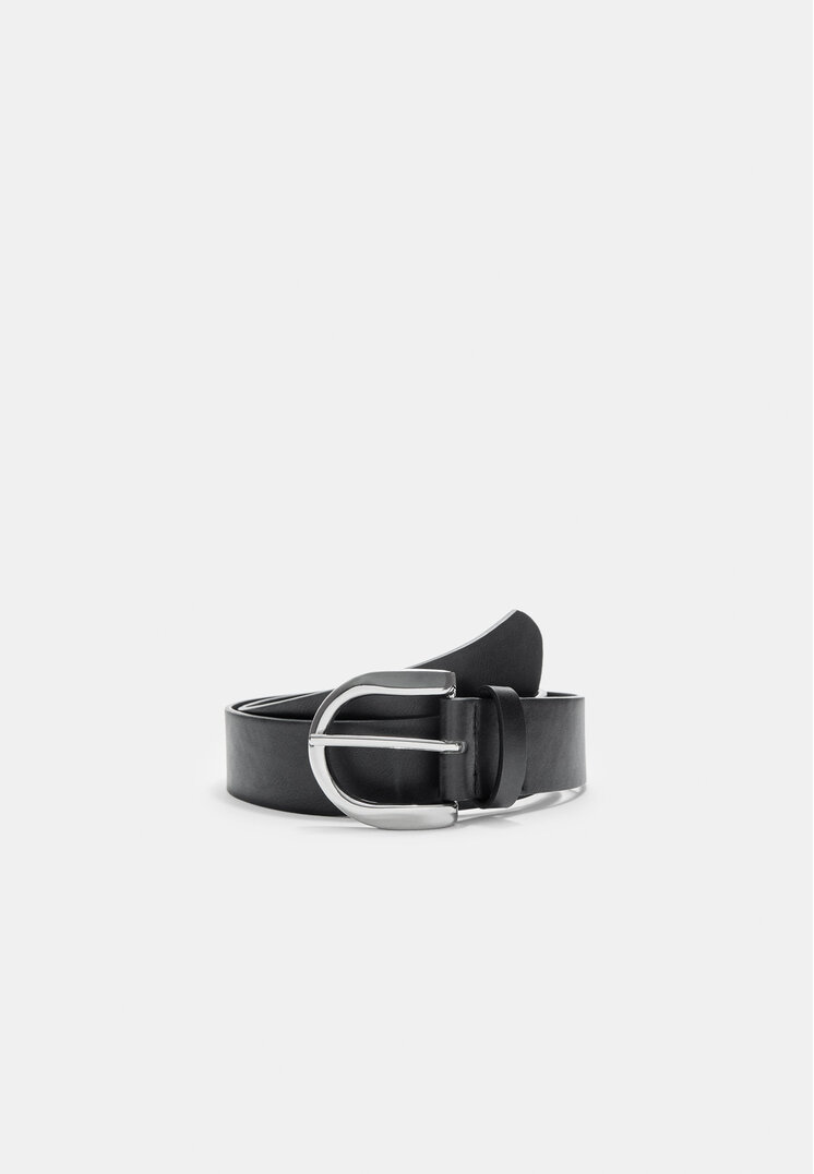 Stradivarius Curea Cataramă Semicirculară Negru 80