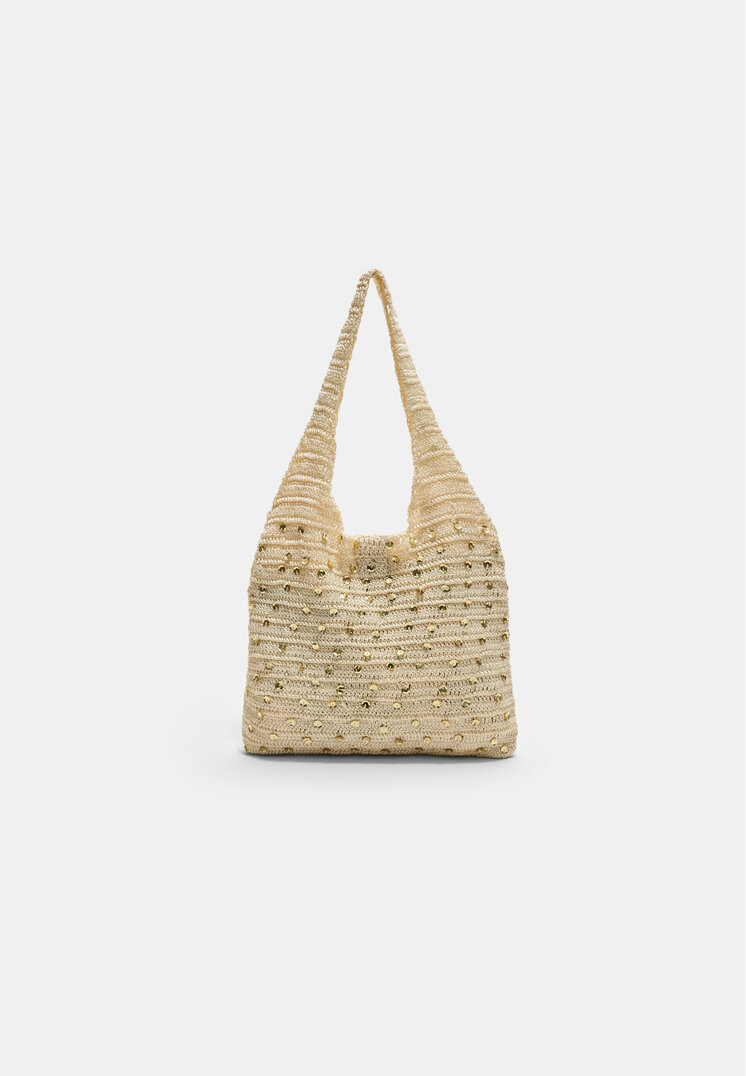 bolso shopper crochet lentejuelas