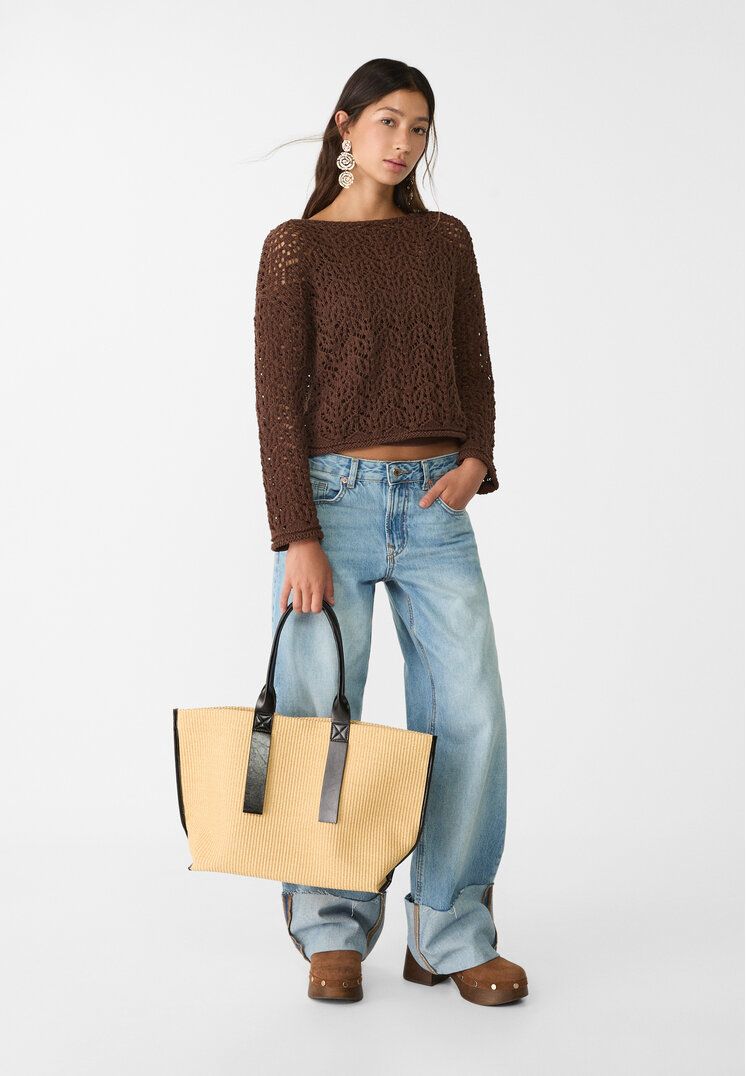 bolso shopper combinado estilo rafia