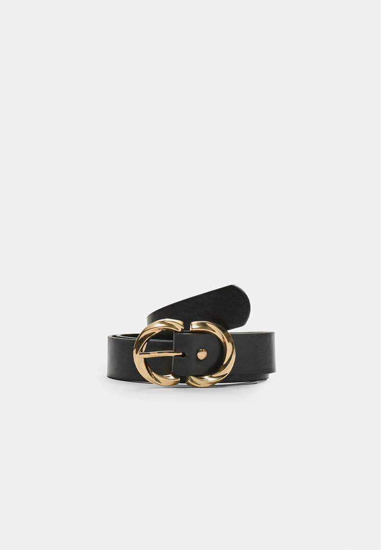 Stradivarius Curea Cu Cataramă Dublă Negru 70