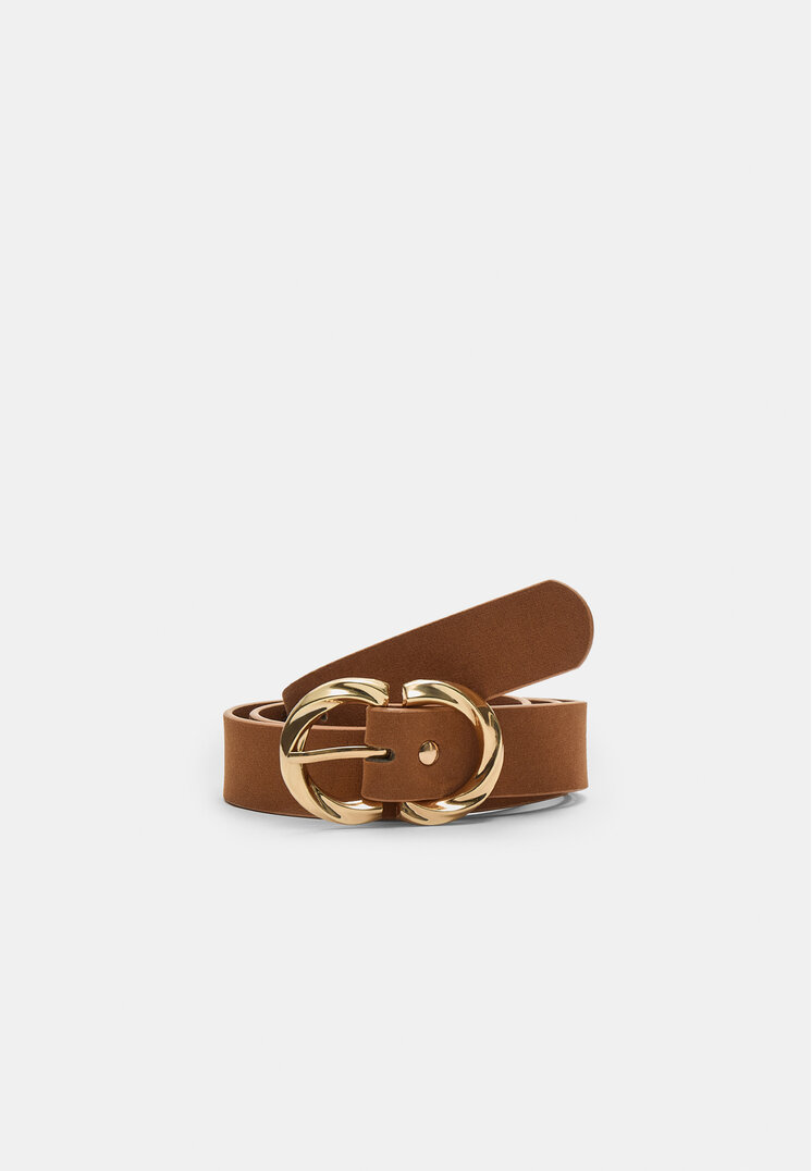 Stradivarius Curea Cu Cataramă Dublă Ocru 70
