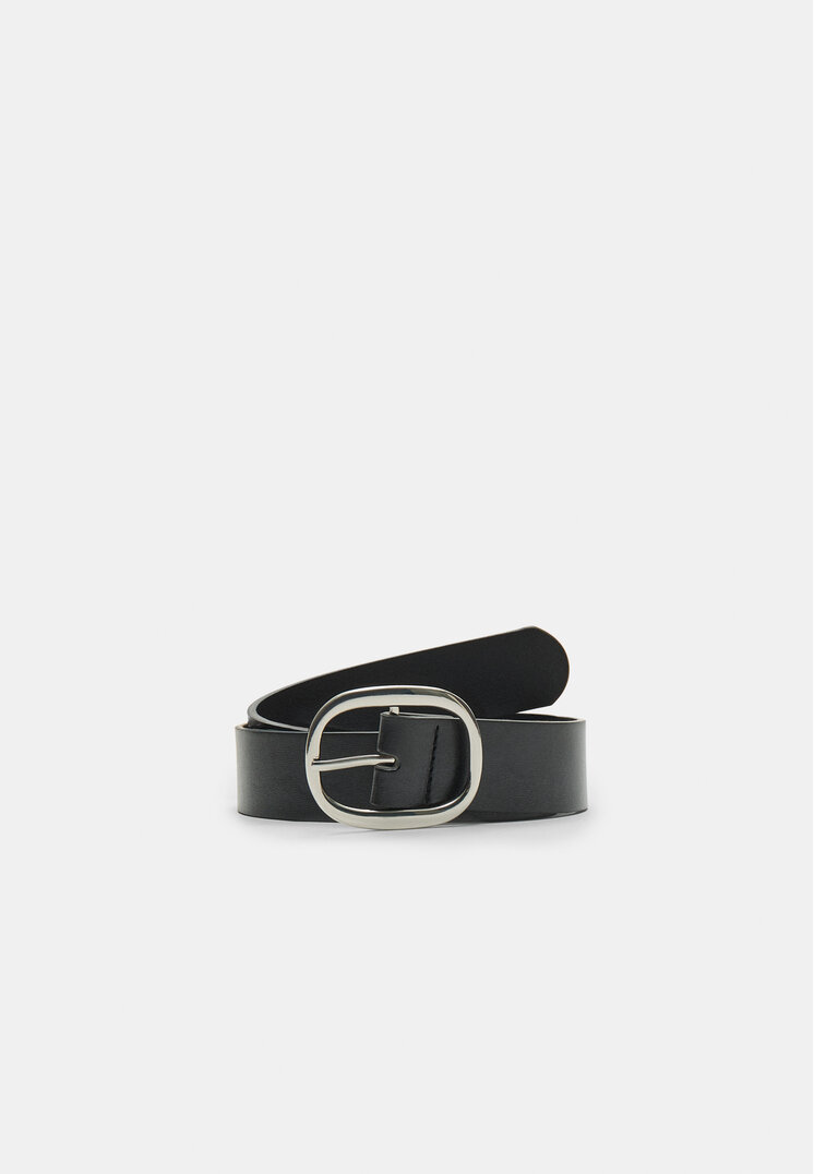 Stradivarius Curea Cu Cataramă Ovală Negru 70