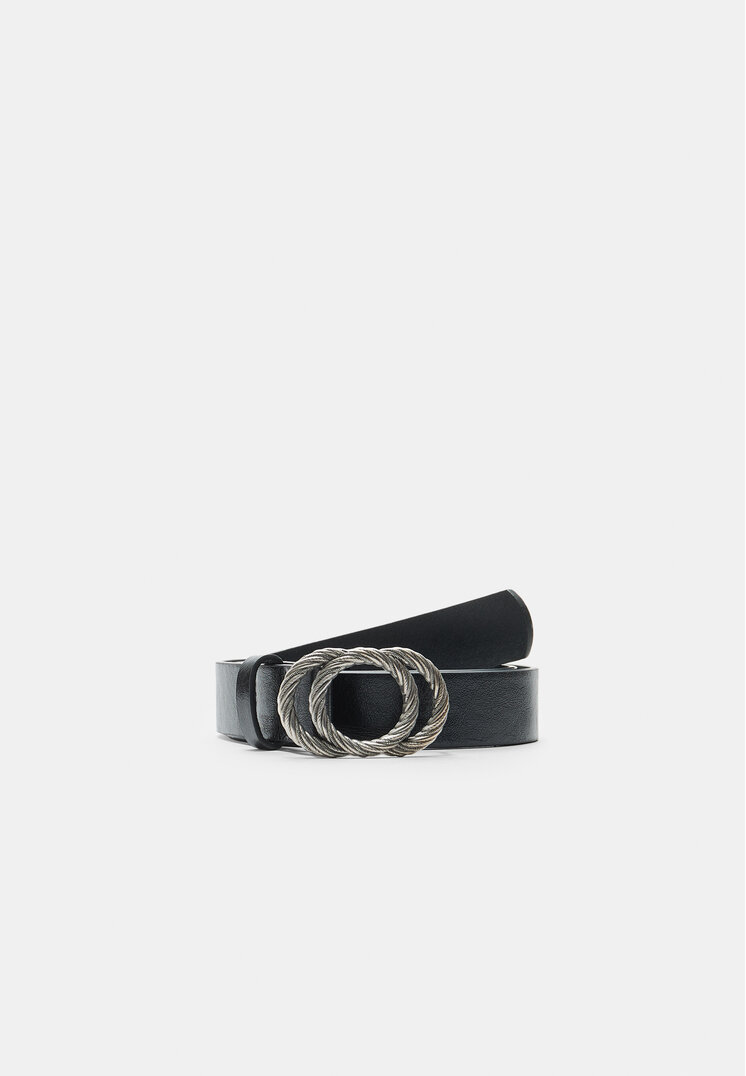 Stradivarius Cintura doppia fibbia twisted Nero 70