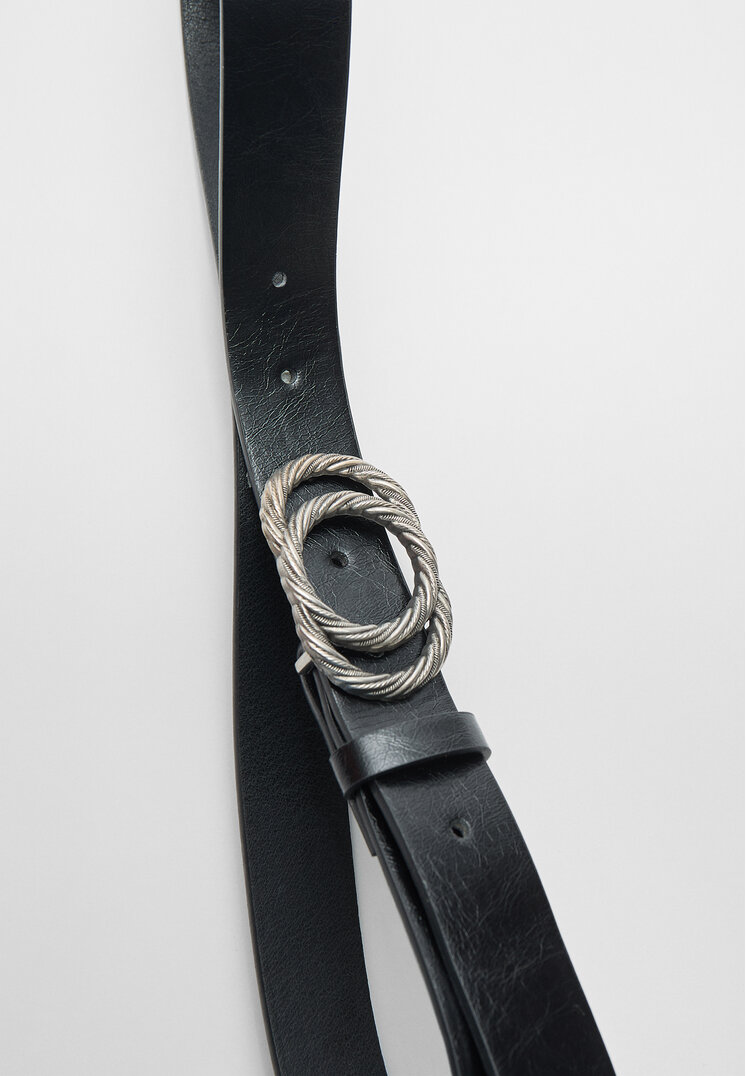 Stradivarius Cintura doppia fibbia twisted Nero 70