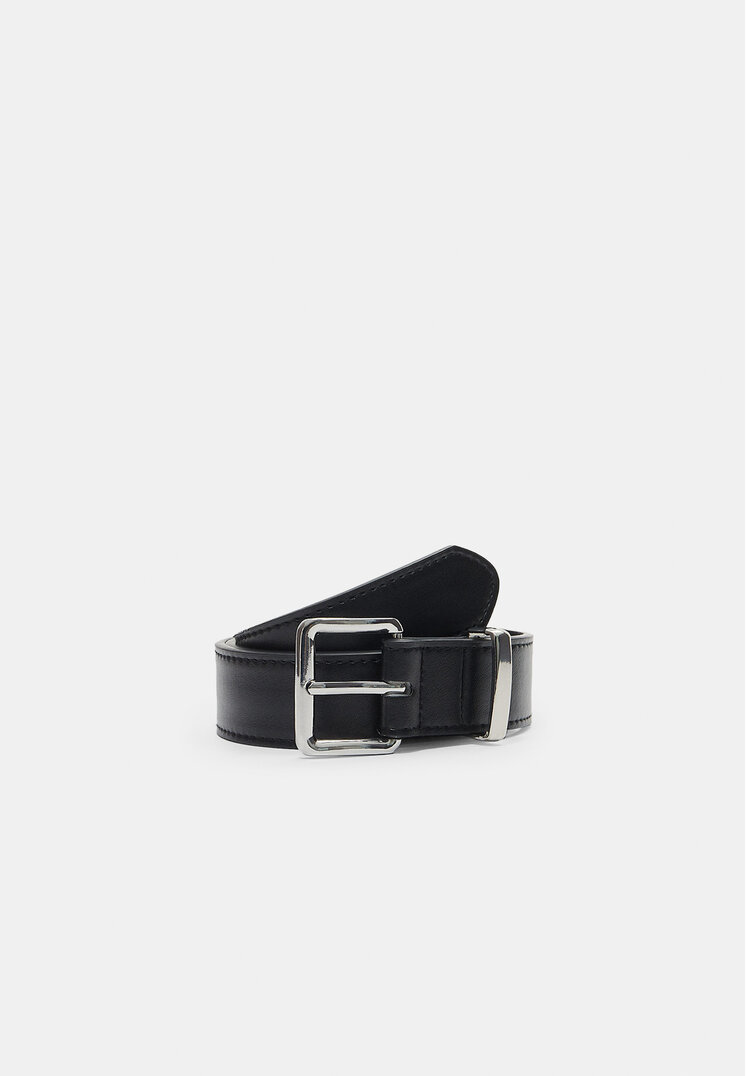 Stradivarius Curea Cu Cataramă Pătrată Negru 80