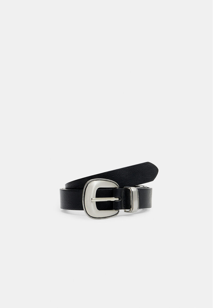 Stradivarius Curea Tip Cowboy Negru 90