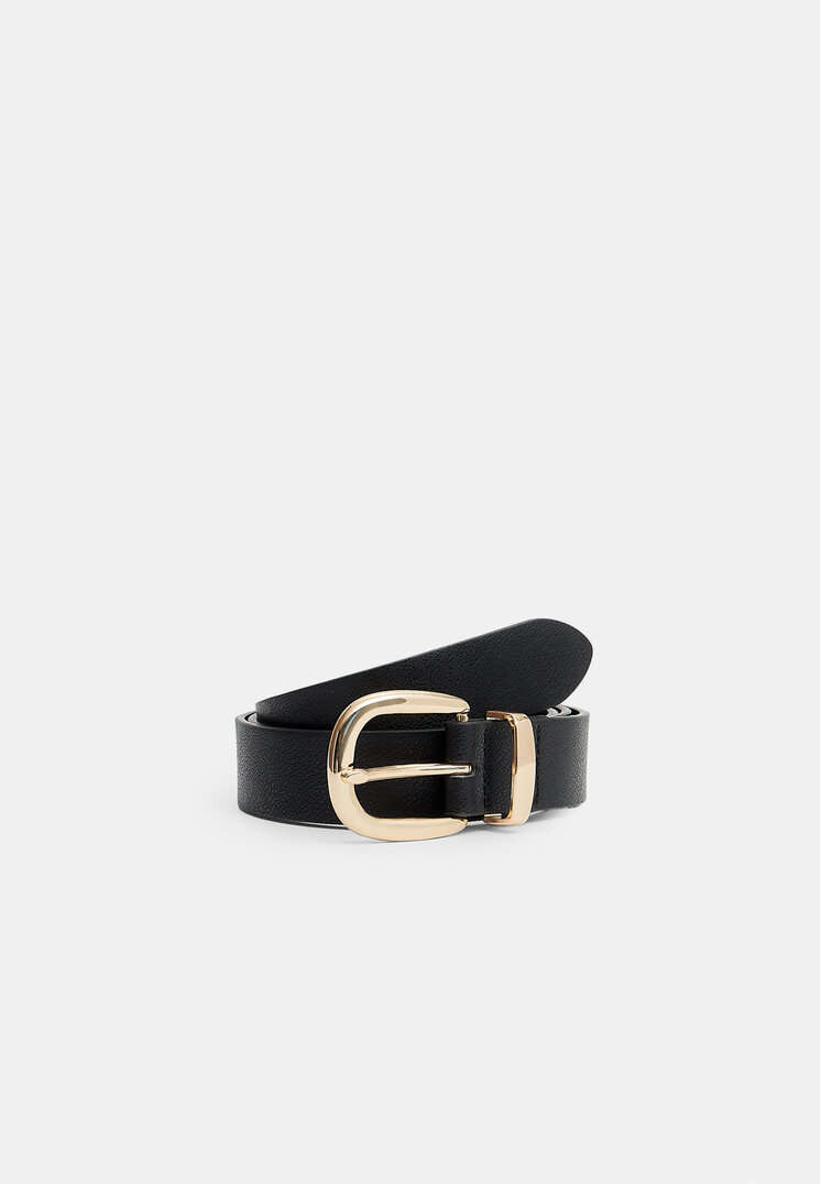 Stradivarius Curea Cu Cataramă Neregulată Negru 70