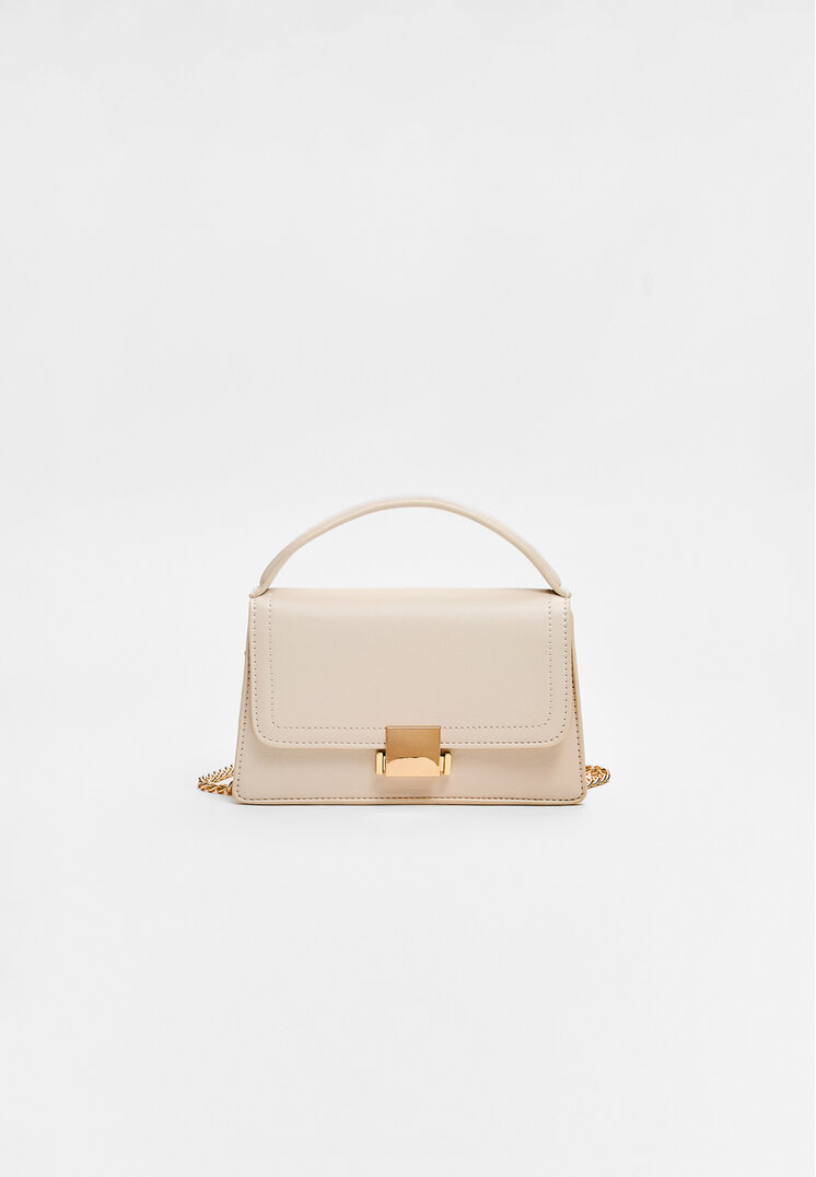 Stradivarius Geantă Crossbody Cu Două Toarte Ecru Os