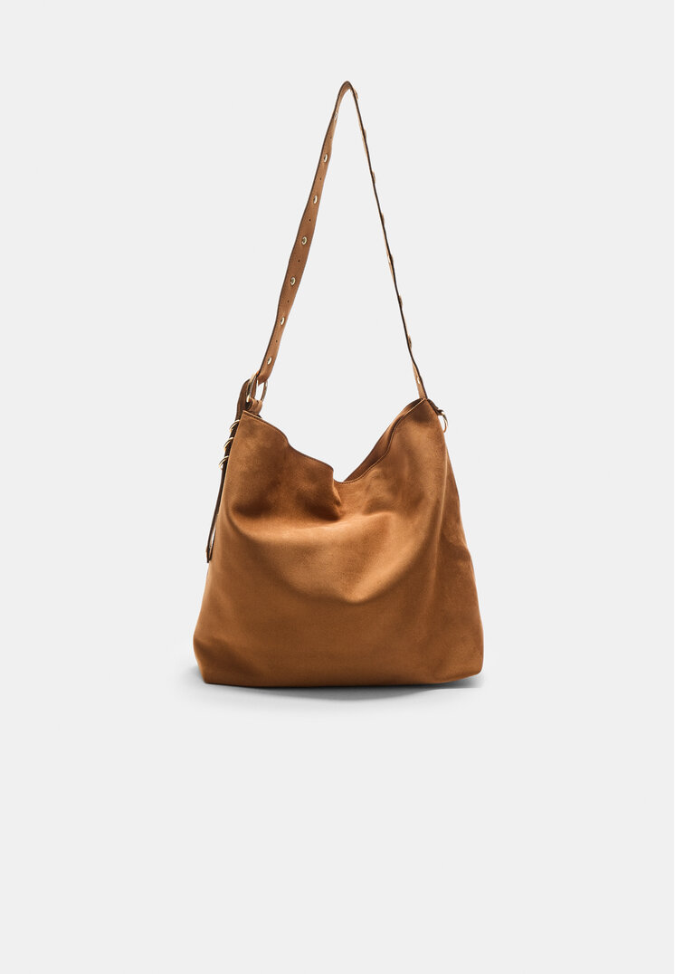 bolso bucket efecto ante asa detalle