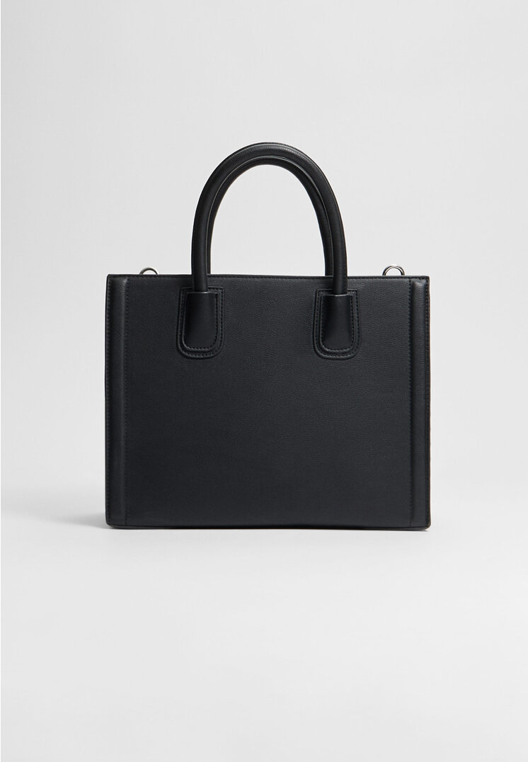 Stradivarius Geantă Tote Rigidă Simplă Negru Os