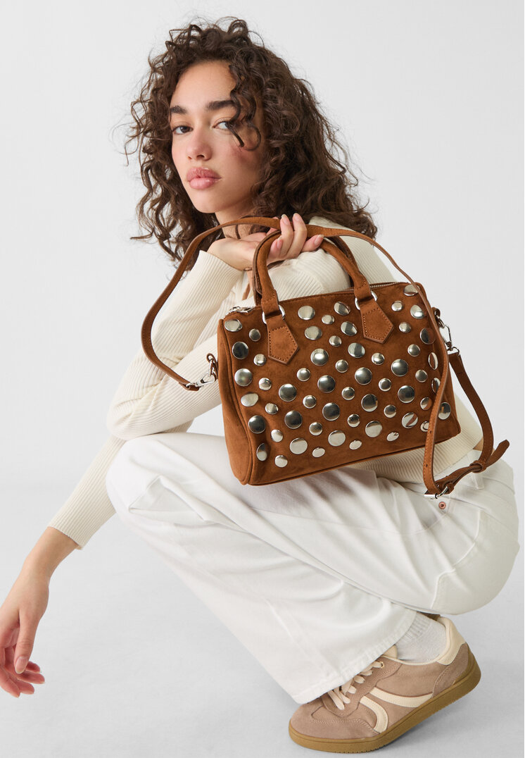 bolso bowling grande tachas