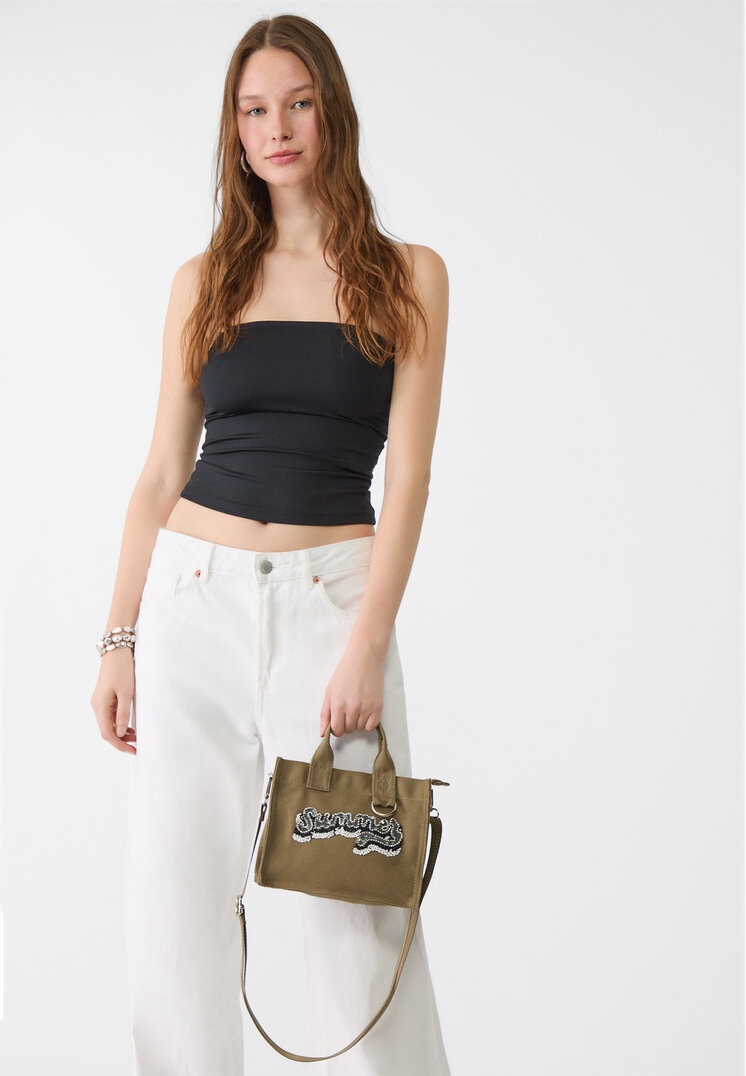 bolso shopper canvas bordado
