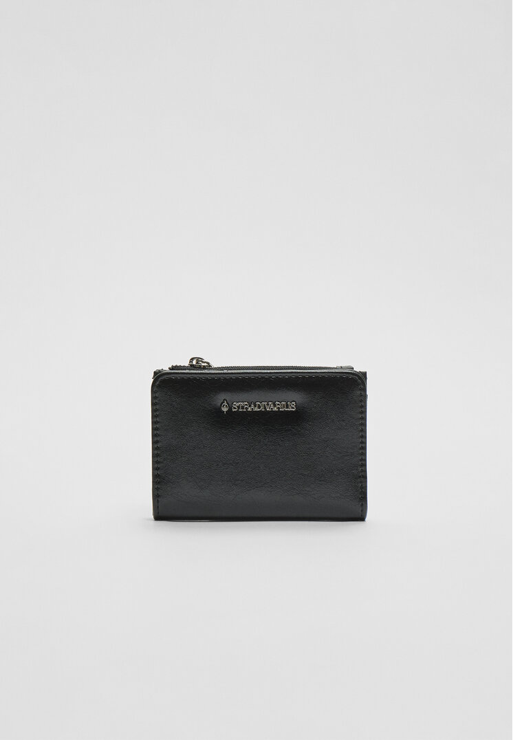 Stradivarius Portmoneu Cu Fermoar Negru Os