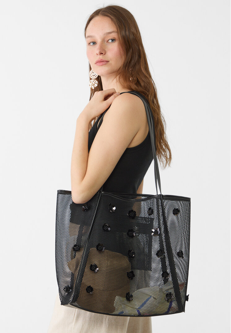bolso shopper rejilla flores