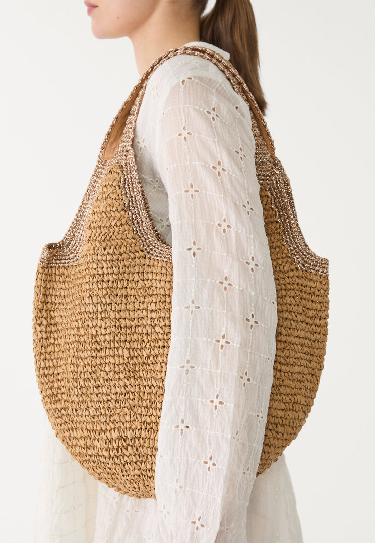 bolso shopper estilo rafia brillo