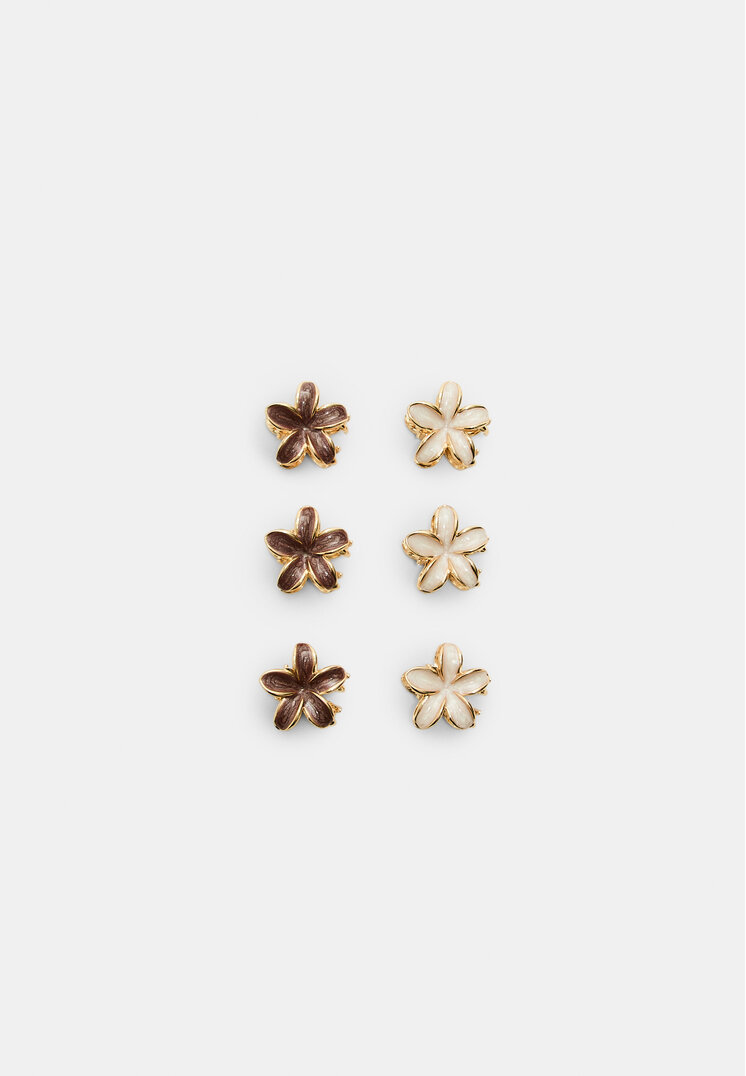 set 6 mini pinzas flores