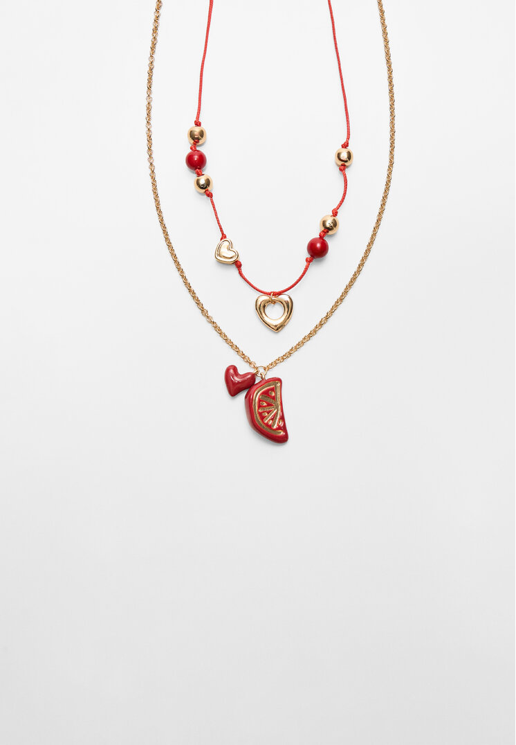 set 2 collares charm corazon