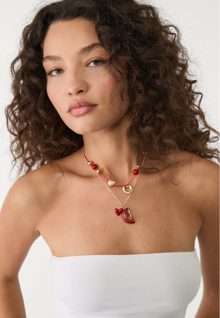 set 2 collares charm corazon