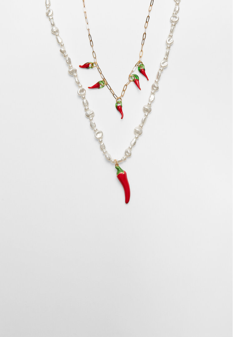 set 2 collares charm peppers