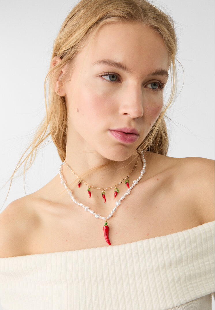 set 2 collares charm peppers