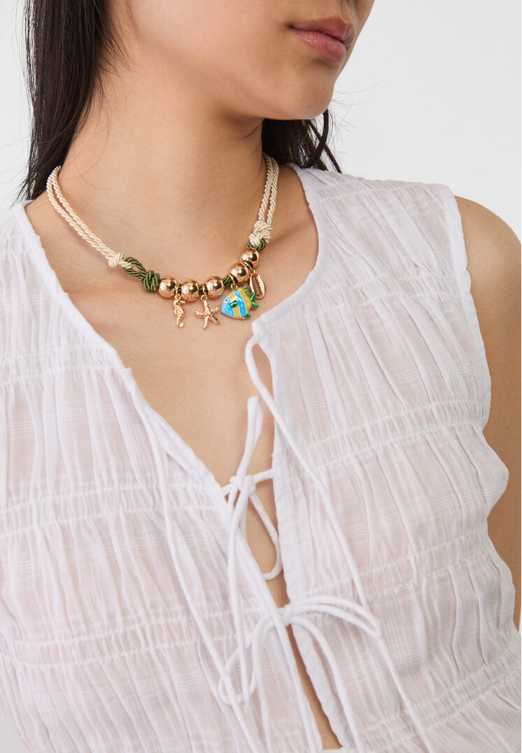 collar cuerda charm pez
