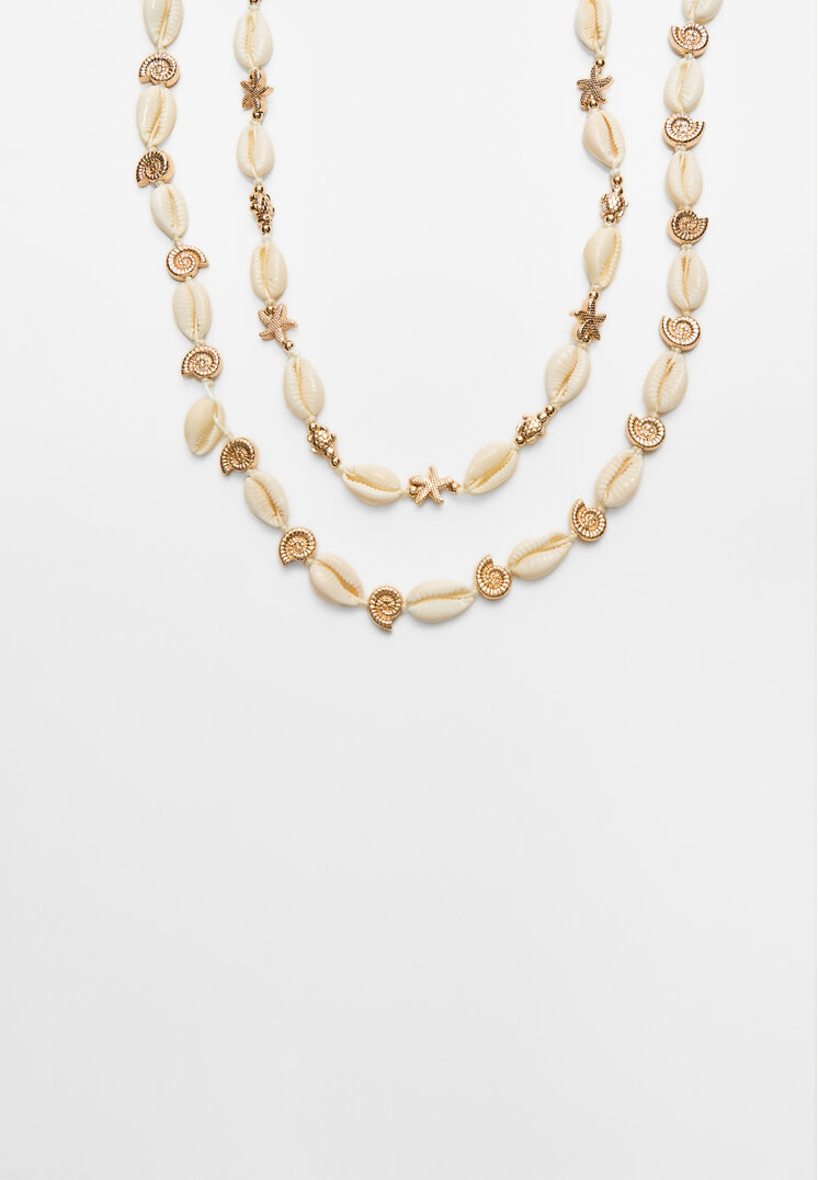 set 2 collares cordon estrella y concha