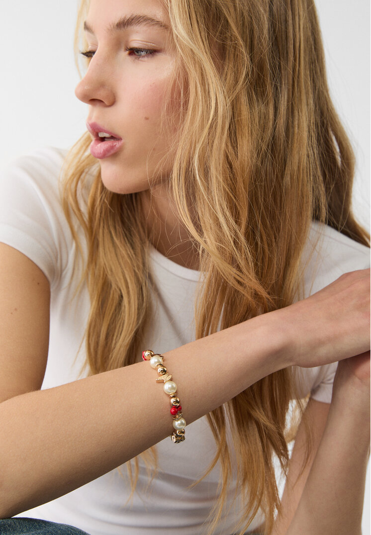 pulsera fresas y perlas