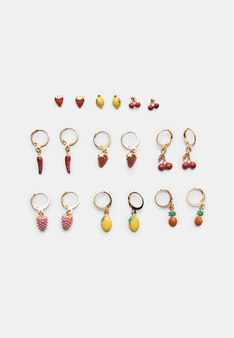 set 9 pendientes multi fruta