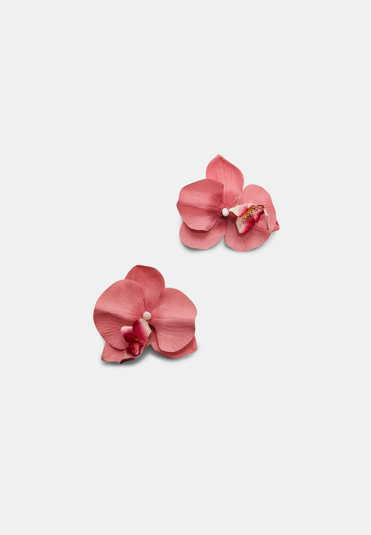 set 2 clip pelo flor orquidea