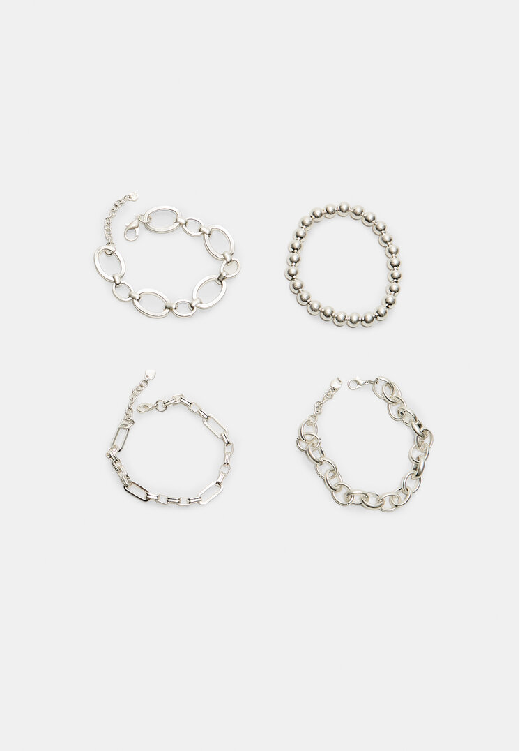 set 4 pulseras cadena