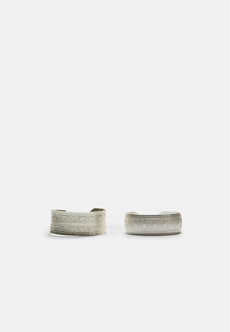 set 2 brazaletes plateados