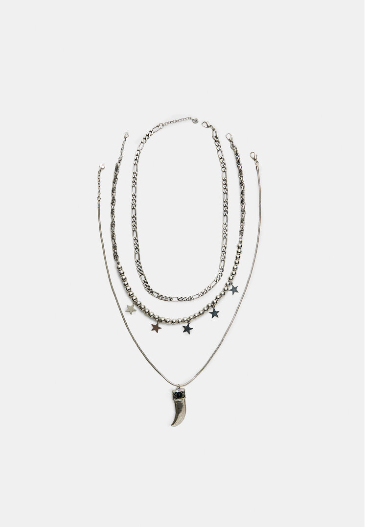 set 3 collares estrellas y charm