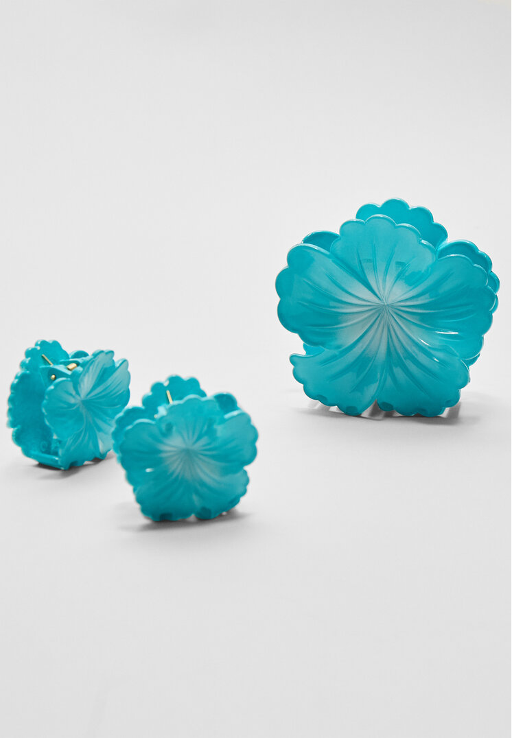 set 3 pinzas flor