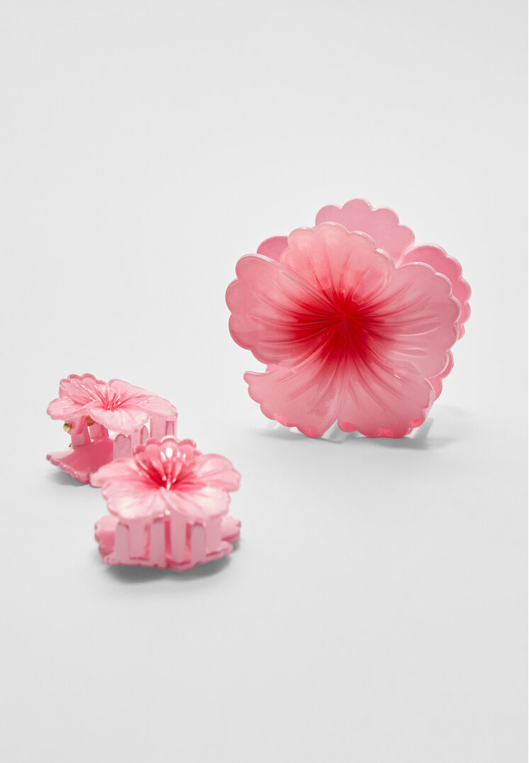set 3 pinzas flor