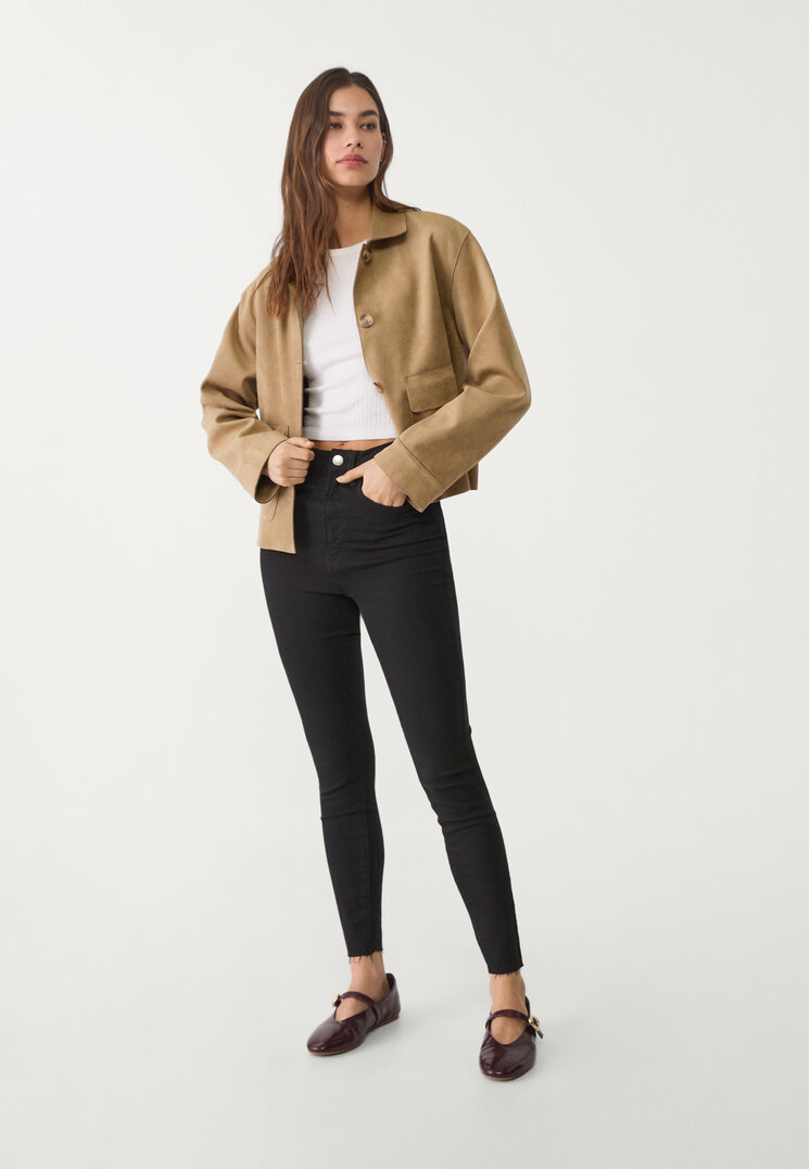 Stradivarius Pantaloni Super High Waist Colorați Negru 32
