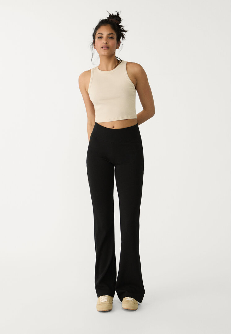 Stradivarius Pantaloni Evazați Betelie Reiat Negru Xl