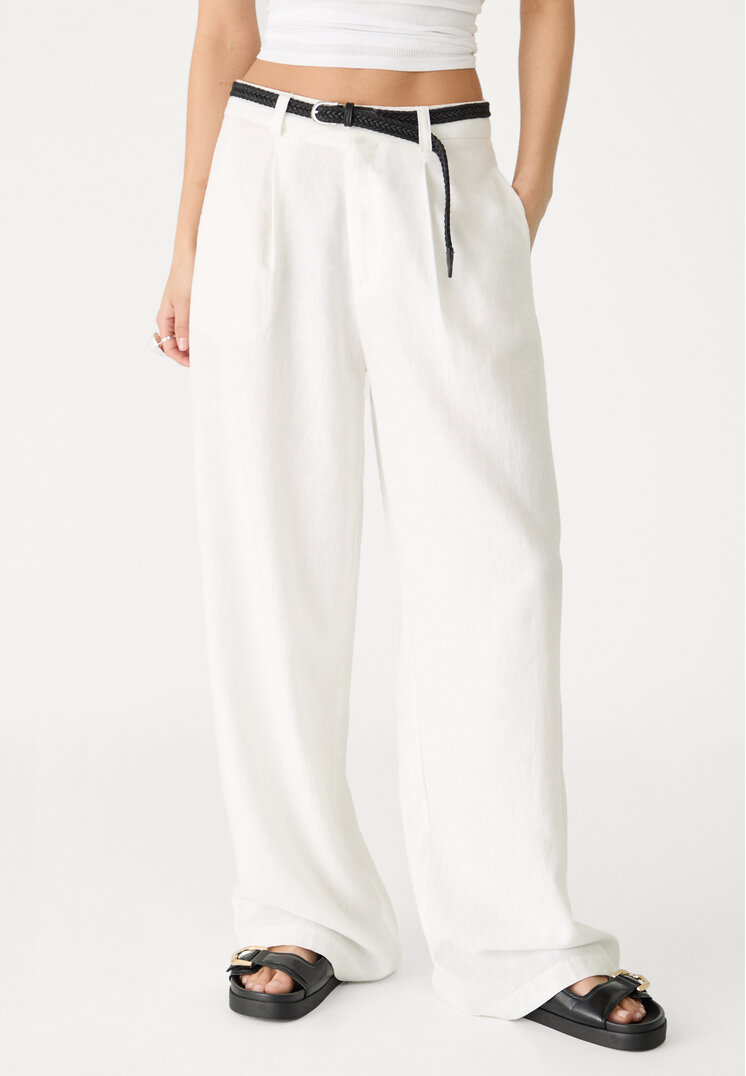 pantalon con lino cinturon