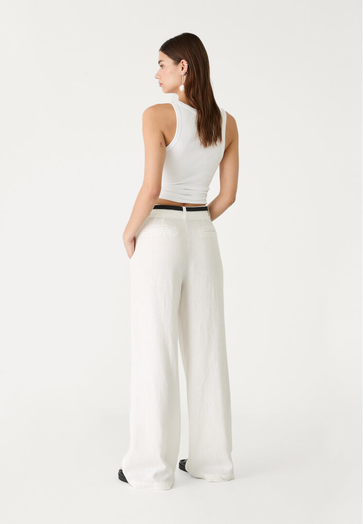 pantalon con lino cinturon