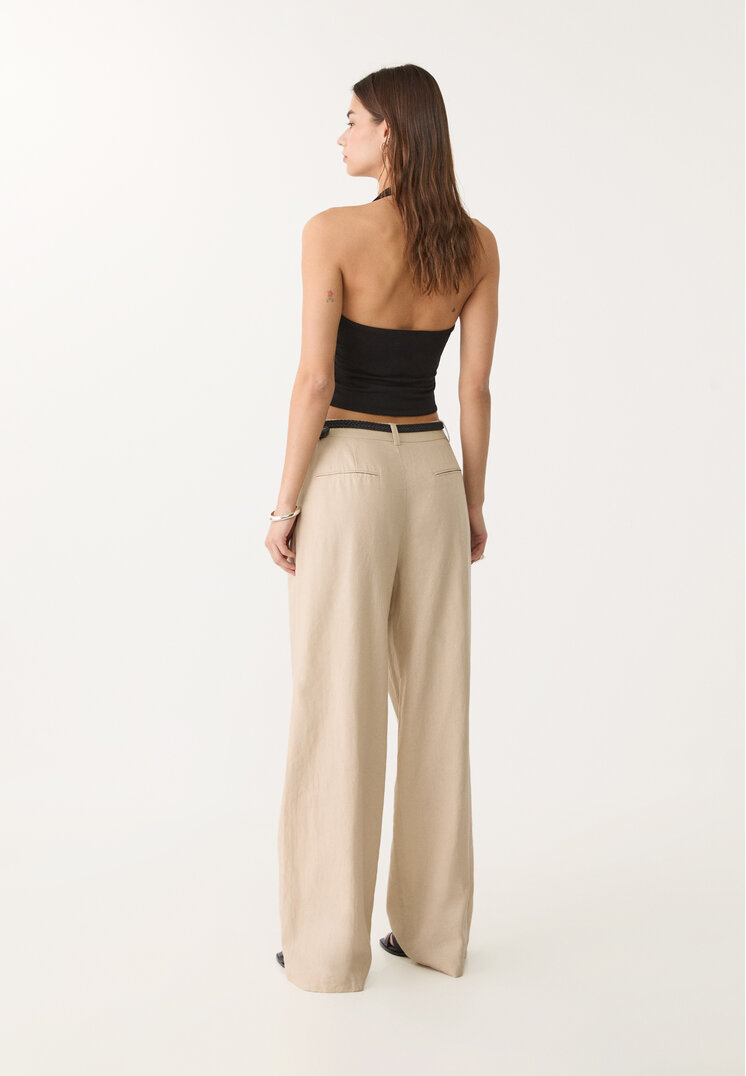pantalon con lino cinturon