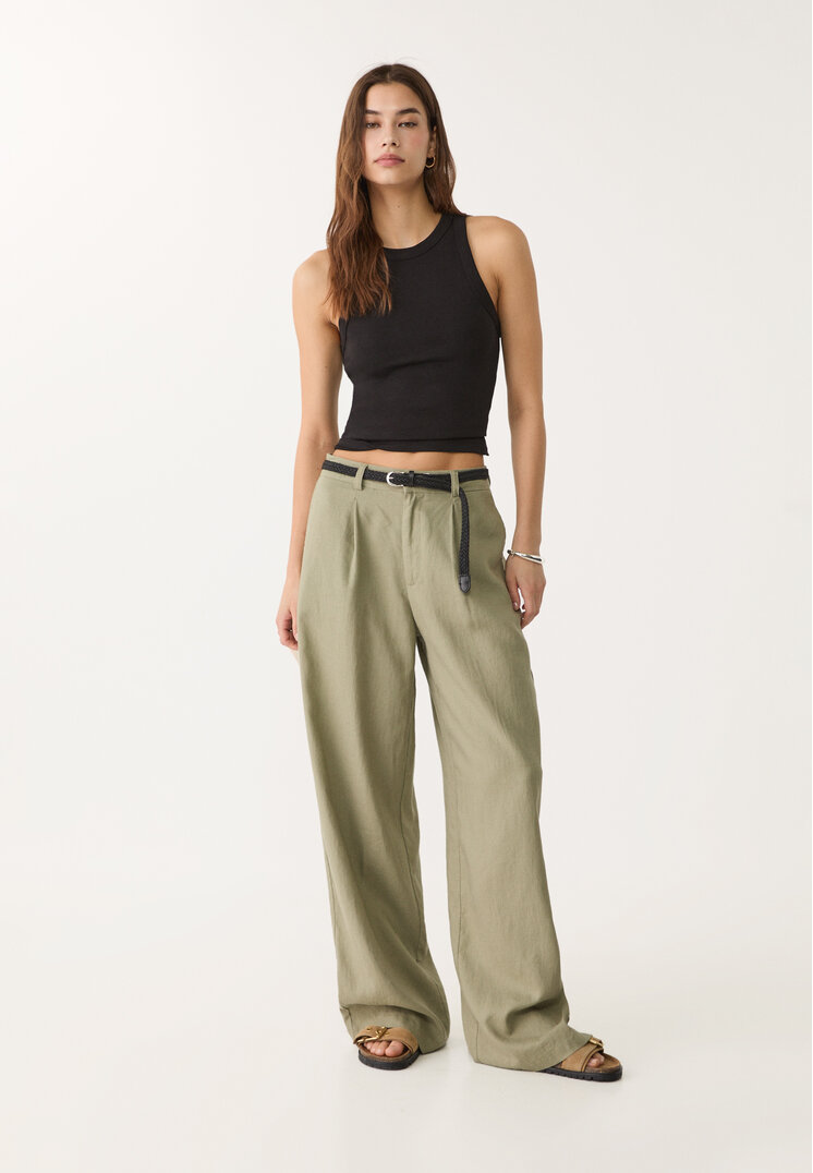 pantalon con lino cinturon