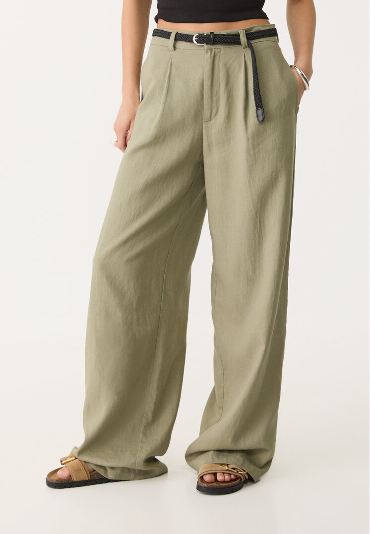 pantalon con lino cinturon