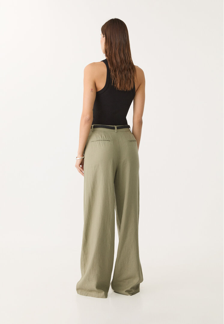 pantalon con lino cinturon