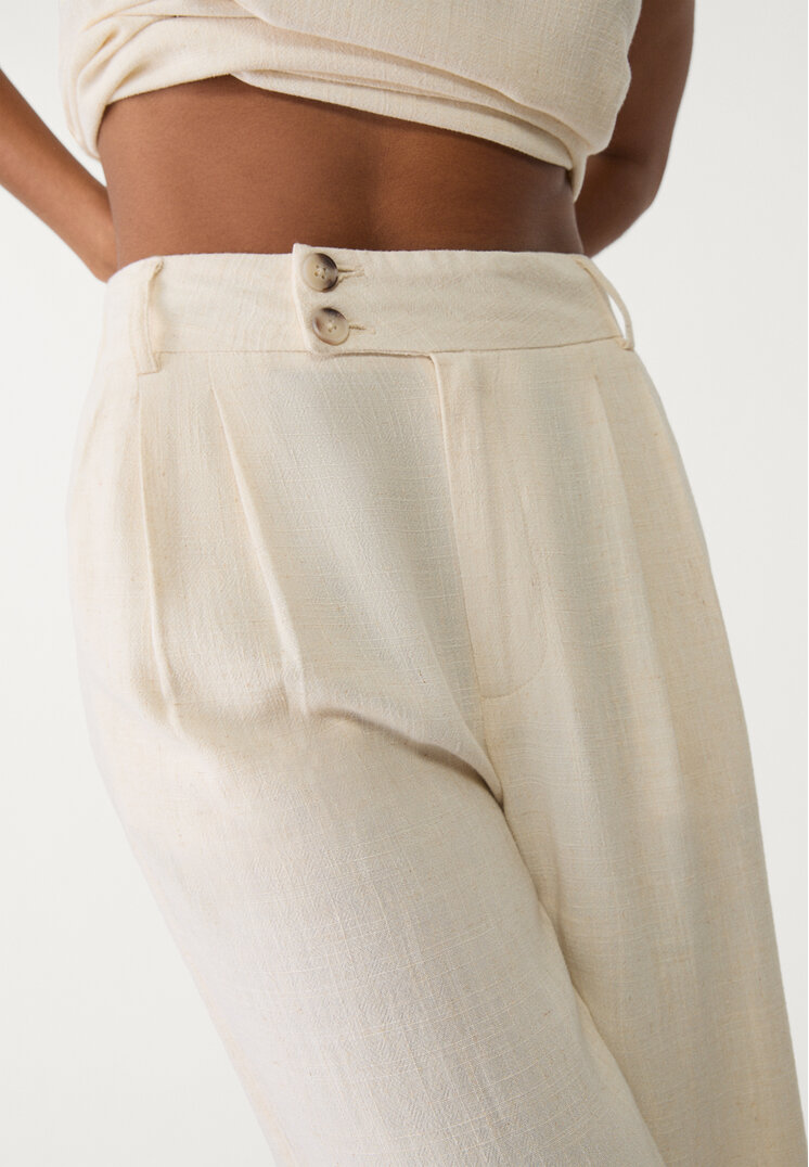 pantalon culotte con lino