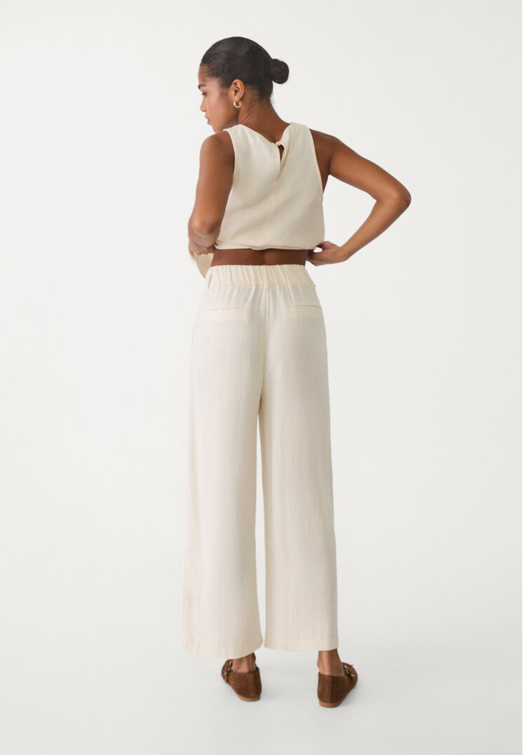 pantalon culotte con lino