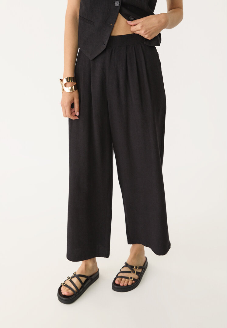 pantalon culotte pinzas con lino
