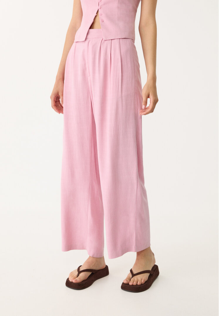 pantalon culotte pinzas con lino
