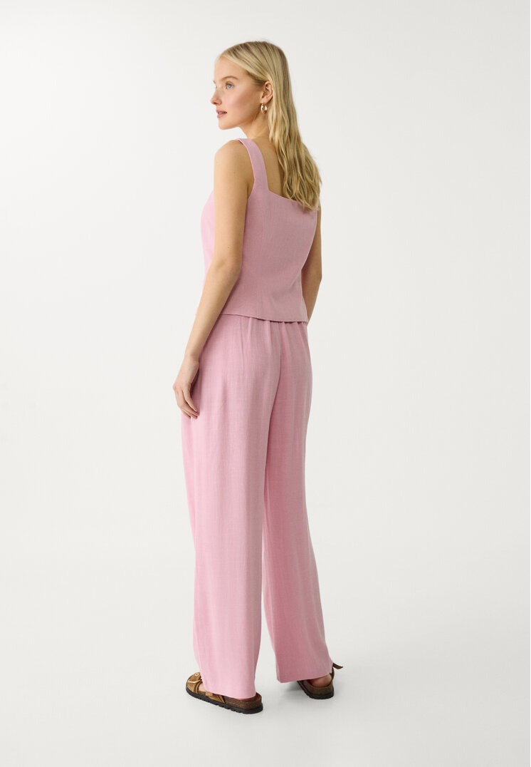 pantalon culotte pinzas con lino